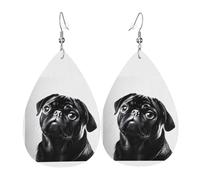 Orecchini Da Donna Pelle Sintetica Cute Black Pug Dog Printed Design Di Fascia Alta Orecchino Per Adatti Per L'Uso Quotidiano Every Outfit