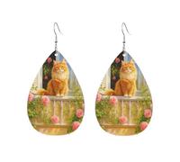 Orecchini Da Donna Pelle Sintetica Cute Cat By The Florals Window Jewelry Orecchini In Pelle A Forma Di Lacrima Lacrima Per Feste E Appuntamenti 2 Paia