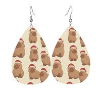 Orecchini Da Donna Pelle Sintetica Cute Christmas Capybaras Leggeri E Lussuosi Gioielli Lacrima Per Decorazione Per Abbigliamento Le Donne Ragazze