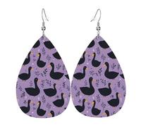 Orecchini Da Donna Pelle Sintetica Cute Goose Black Print Lacrima Teardrop Leather Dangle Earrings Per For Women Girls Every Outfit