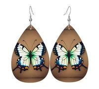 Orecchini Da Donna Pelle Sintetica Cute Little Butterfly Printed Teardrop Leather Dangle Earrings Design Di Fascia Alta Per Per Le Donne Ragazze Adatti Per L'Uso Quotidiano