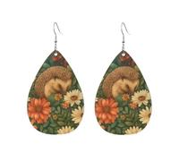 Orecchini Da Donna Pelle Sintetica Cute Sleeping Hedgehog In Florals Lacrima Orecchini In Pelle A Forma Di Lacrima Jewelry Per Adatti Per L'Uso Quotidiano Every Outfit