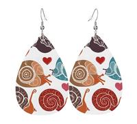 Orecchini Da Donna Pelle Sintetica Cute Snail Printed Accessories Teardrop Leather Dangle Earrings Per Adatti Per L'Uso Quotidiano Per Feste E Appuntamenti