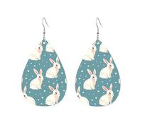 Orecchini Da Donna Pelle Sintetica Cute White Rabbit And Heart Jewelry Orecchino Leggeri E Lussuosi Per Adatti Per L'Uso Quotidiano 2 Paia
