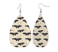 Orecchini Da Donna Pelle Sintetica Dark Blue Butterfly Moon Print Leggeri E Lussuosi Orecchini In Pelle A Forma Di Lacrima Accessories Per Feste E Appuntamenti 2 Paia