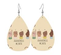Orecchini Da Donna Pelle Sintetica Deaf Awareness Month Hearing Loss Month Teardrop Leather Dangle Earrings Lacrima Per For Women Girls Per Le Donne Ragazze