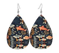 Orecchini Da Donna Pelle Sintetica Deep Sea Creatures Pattern Orecchini In Pelle A Forma Di Lacrima Leggeri E Lussuosi Per Every Outfit Per Le Donne Ragazze