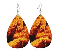 Orecchini Da Donna Pelle Sintetica Delicious Hot Crispy Fried Chicken Accessories Teardrop Leather Dangle Earrings Jewelry Per Adatti Per L'Uso Quotidiano For Women Girls