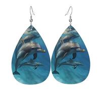 Orecchini Da Donna Pelle Sintetica Dolphin Art Lacrima Teardrop Leather Dangle Earrings Per Per Feste E Appuntamenti Adatti Per L'Uso Quotidiano
