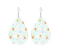 Orecchini Da Donna Pelle Sintetica Easter Bunny, Egg And Florals Design Di Fascia Alta Orecchini In Pelle A Forma Di Lacrima Lacrima Per Adatti Per L'Uso Quotidiano Le Donne Ragazze