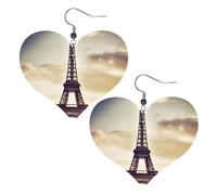 Orecchini Da Donna Pelle Sintetica Eiffel Tower Love Paris Heart Lacrima Teardrop Leather Dangle Earrings Design Di Fascia Alta Per For Women Girls Per Le Donne Ragazze