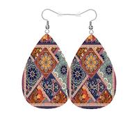 Orecchini Da Donna Pelle Sintetica Exotic Ethnic Flowers For Traditional Folk Accessories Teardrop Leather Dangle Earrings Per Per Feste E Appuntamenti Adatti Per L'Uso Quotidiano