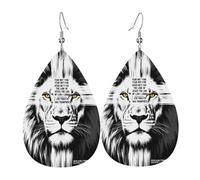 Orecchini Da Donna Pelle Sintetica Fear Not Lion Judah Design Teardrop Leather Dangle Earrings Design Di Fascia Alta Per Every Outfit Per Le Donne Ragazze