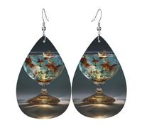 Orecchini Da Donna Pelle Sintetica Fish In The Glass Pattern Jewelry Gioielli Accessories Per Every Outfit Adatti Per L'Uso Quotidiano