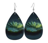 Orecchini Da Donna Pelle Sintetica Floating Lotus Leaves Pattern Lacrima Orecchini In Pelle A Forma Di Lacrima Design Di Fascia Alta Per Every Outfit Decorazione Per Abbigliamento