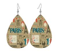 Orecchini Da Donna Pelle Sintetica French Paris Eiffel Tower Teardrop Leather Dangle Earrings Accessories Per Decorazione Per Abbigliamento Every Outfit