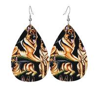 Orecchini Da Donna Pelle Sintetica German Shepherd Printed Jewelry Orecchini In Pelle A Forma Di Lacrima Per Adatti Per L'Uso Quotidiano Decorazione Per Abbigliamento