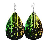 Orecchini Da Donna Pelle Sintetica Glow In Dark Splatter Neon Lacrima Teardrop Leather Dangle Earrings Jewelry Per Decorazione Per Abbigliamento Adatti Per L'Uso Quotidiano