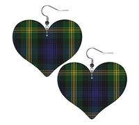 Orecchini Da Donna Pelle Sintetica Gordon Tartan Clan Design Di Fascia Alta Teardrop Leather Dangle Earrings Lacrima Per Decorazione Per Abbigliamento Per Feste E Appuntamenti