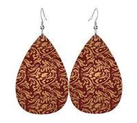 Orecchini Da Donna Pelle Sintetica Gothic Style Maroon And Gold Damask Orecchini In Pelle A Forma Di Lacrima Jewelry Per For Women Girls Every Outfit