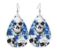 Orecchini Da Donna Pelle Sintetica Gothic Sugar Skull Roses Florals Black Orecchini In Pelle A Forma Di Lacrima Jewelry Per Adatti Per L'Uso Quotidiano For Women Girls