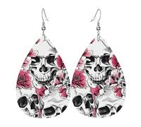 Orecchini Da Donna Pelle Sintetica Gothic Sugar Skull Roses Florals Orecchini In Pelle A Forma Di Lacrima Design Di Fascia Alta Per Adatti Per L'Uso Quotidiano Decorazione Per Abbigliamento