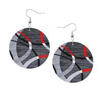 Orecchini Da Donna Pelle Sintetica Gray Black Red White Swirl Geometric Pattern Orecchino Jewelry Per Per Le Donne Ragazze Every Outfit
