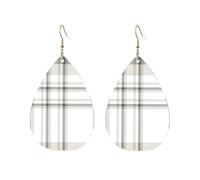 Orecchini Da Donna Pelle Sintetica Gray White Plaid Patten Accessories Orecchini In Pelle A Forma Di Lacrima Design Di Fascia Alta Per Le Donne Ragazze Per Feste E Appuntamenti