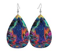 Orecchini Da Donna Pelle Sintetica Grim Reaper Rainbow Skull Psychedelic Trippy Colorful Leggeri E Lussuosi Orecchini In Pelle A Forma Di Lacrima Jewelry Per Feste E Appuntamenti 2 Paia