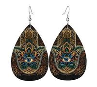 Orecchini Da Donna Pelle Sintetica Hand Of Fatima Evil Eye Orecchini In Pelle A Forma Di Lacrima Jewelry Per Per Le Donne Ragazze Decorazione Per Abbigliamento