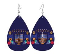 Orecchini Da Donna Pelle Sintetica Hanukkahn Jew Chanukah Holiday Leggeri E Lussuosi Teardrop Leather Dangle Earrings Lacrima Per Le Donne Ragazze Per Feste E Appuntamenti