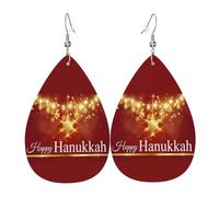 Orecchini Da Donna Pelle Sintetica Hanukkahn Jew Chanukah Leggeri E Lussuosi Teardrop Leather Dangle Earrings Design Di Fascia Alta Per Adatti Per L'Uso Quotidiano Per Feste E Appuntamenti