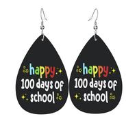 Orecchini Da Donna Pelle Sintetica Happy 100Th Day Of School Lacrima Orecchini In Pelle A Forma Di Lacrima Design Di Fascia Alta Per Adatti Per L'Uso Quotidiano Decorazione Per Abbigliamento
