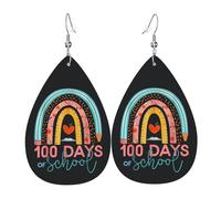 Orecchini Da Donna Pelle Sintetica Happy 100Th Day Of School Teachers Students Accessories Gioielli Jewelry Per Feste E Appuntamenti Every Outfit