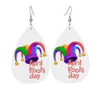 Orecchini Da Donna Pelle Sintetica Happy April Fools Day Funny Pattern Jewelry Orecchini In Pelle A Forma Di Lacrima Accessories Per Feste E Appuntamenti Adatti Per L'Uso Quotidiano