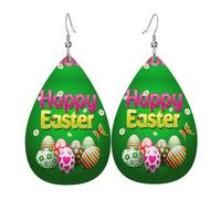 Orecchini Da Donna Pelle Sintetica Happy Easter Colorful Easter Eggs Leggeri E Lussuosi Teardrop Leather Dangle Earrings Jewelry Per Adatti Per L'Uso Quotidiano Every Outfit