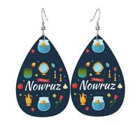 Orecchini Da Donna Pelle Sintetica Happy Nowruz | Teardrop Leather Dangle Earrings leggeri e lussuosi Per adatti per l'uso quotidiano feste e appuntamenti