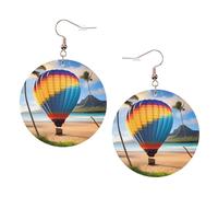 Orecchini Da Donna Pelle Sintetica Hawaii Hot Balloon Design Di Fascia Alta Teardrop Leather Dangle Earrings Leggeri E Lussuosi Per Decorazione Per Abbigliamento For Women Girls