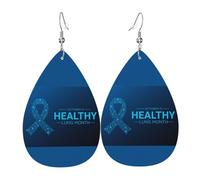 Orecchini Da Donna Pelle Sintetica Healthy Lung Month Teardrop Leather Dangle Earrings Design Di Fascia Alta Per Decorazione Per Abbigliamento For Women Girls