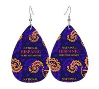 Orecchini Da Donna Pelle Sintetica Hispanic Heritage Month Latin American 2026 Teardrop Leather Dangle Earrings Design Di Fascia Alta Per Per Le Donne Ragazze Per Feste E Appuntamenti