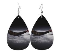 Orecchini Da Donna Pelle Sintetica Hockey Stick Jewelry Teardrop Leather Dangle Earrings Per Adatti Per L'Uso Quotidiano Per Feste E Appuntamenti