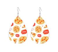 Orecchini Da Donna Pelle Sintetica Hot Pizza In The Oven Pattern Design Di Fascia Alta Teardrop Leather Dangle Earrings Lacrima Per For Women Girls Decorazione Per Abbigliamento