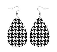Orecchini Da Donna Pelle Sintetica Houndstooth Pixel Leggeri E Lussuosi Orecchini In Pelle A Forma Di Lacrima Per Per Feste E Appuntamenti Adatti Per L'Uso Quotidiano
