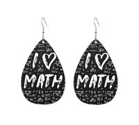 Orecchini Da Donna Pelle Sintetica I Love Math Teardrop Leather Dangle Earrings Lacrima Per Decorazione Per Abbigliamento For Women Girls