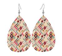 Orecchini Da Donna Pelle Sintetica Ikat Folklore Ornament Accessories Teardrop Leather Dangle Earrings Lacrima Per Adatti Per L'Uso Quotidiano Feste E Appuntamenti