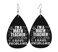 Orecchini Da Donna Pelle Sintetica I'M A Math Teacher Of Course I Have Problems Design Di Fascia Alta Teardrop Leather Dangle Earrings Lacrima Per Adatti Per L'Uso Quotidiano 2 Paia