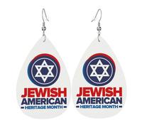 Orecchini Da Donna Pelle Sintetica Jew American And Heritage Month Lacrima Teardrop Leather Dangle Earrings Accessories Per Adatti Per L'Uso Quotidiano Every Outfit
