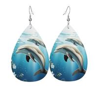 Orecchini Da Donna Pelle Sintetica Kiss Dolphin Tale Design Di Fascia Alta Teardrop Leather Dangle Earrings Leggeri E Lussuosi Per Le Donne Ragazze Adatti Per L'Uso Quotidiano