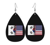 Orecchini Da Donna Pelle Sintetica Korean American Half South Korea Half America Flag Leggeri E Lussuosi Gioielli Design Di Fascia Alta Per Decorazione Per Abbigliamento 2 Paia