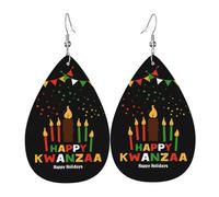 Orecchini Da Donna Pelle Sintetica Kwanzaa African Heritage Holiday Leggeri E Lussuosi Teardrop Leather Dangle Earrings Lacrima Per Adatti Per L'Uso Quotidiano For Women Girls